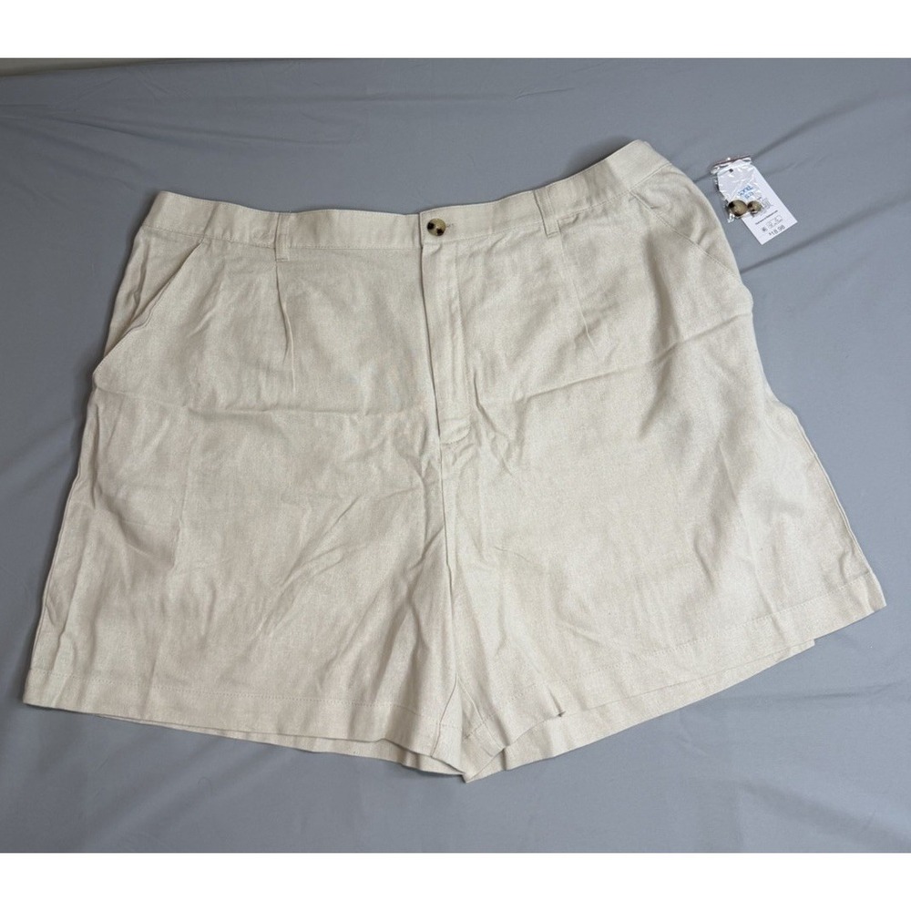Time And Tru NWT Women's Beige Linen Blend Shorts Size XXXL (20) Summer Comfort